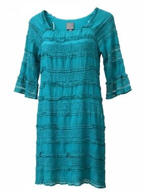 Anthro Rabbit Rabbit Rabbit dress. Teal Boho Western Cottagecore Lace. Size 4